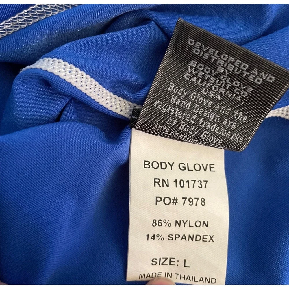 Body Glove Mens Rash Guard Blue Short Sleeve Mock Neck Sun Protection Size L - Picture 7 of 7